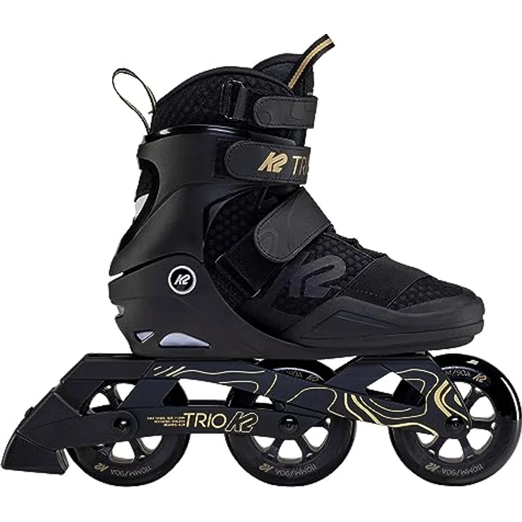 K2 Skates TRIO 110 Inline Skates Unisex, schwarz-gold, Größe EU: 44, mit Stability Plus Cuff und 110 mm Rollen für optimale Geschwindigkeit und Komfort – Bild 2