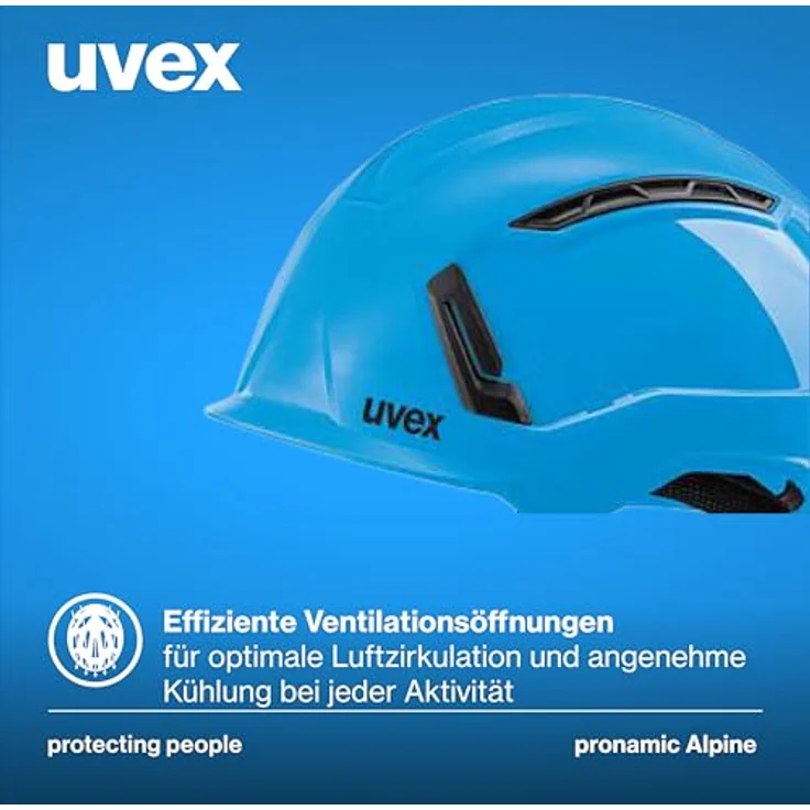 Uvex pronamic Alpine, Multifunktionsschutzhelm für Bau und Klettern, EN 12492 & EN 397, Größenbereich 51-63 cm, hohe Temperaturbeständigkeit, Belüftungssystem – Bild 4