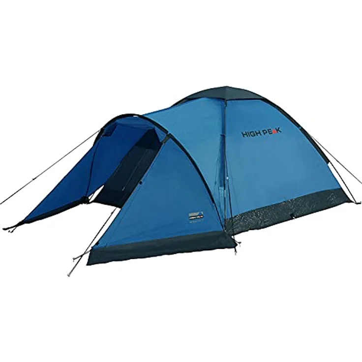 High Peak Kuppelzelt Ontario 3, Campingzelt mit Vorbau, Iglu-Zelt für 3 Personen, 1500 mm wasserdicht, Ventilationssystem, Wetterschutz-Eingang, Moskitoschutz, in Blau
