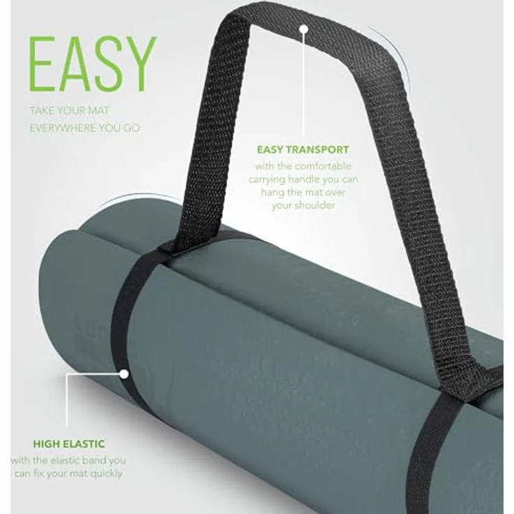 RE:SPORT Yogamatte mit Tragetasche | Gymnastikmatte rutschfest | Fitnessmatte schadstofffrei | Trainingsmatte mit Tragegurt Phthalatfrei 183 x 61 x 0,6 cm, blau – Bild 3