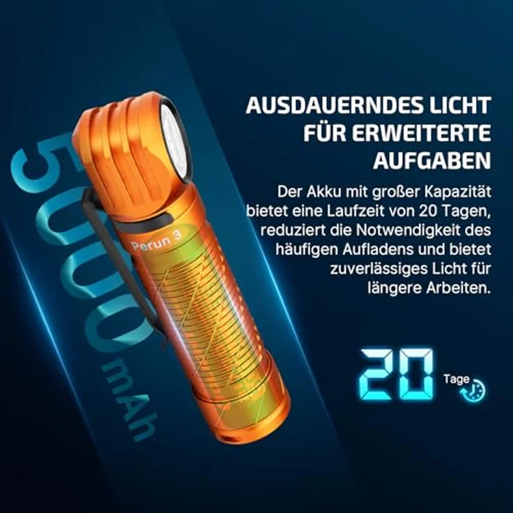 OLIGHT Perun 3 Stirnlampe, 3000 Lumen, 20 Tage Laufzeit, wasserdicht, rot-weißes Licht – Bild 4
