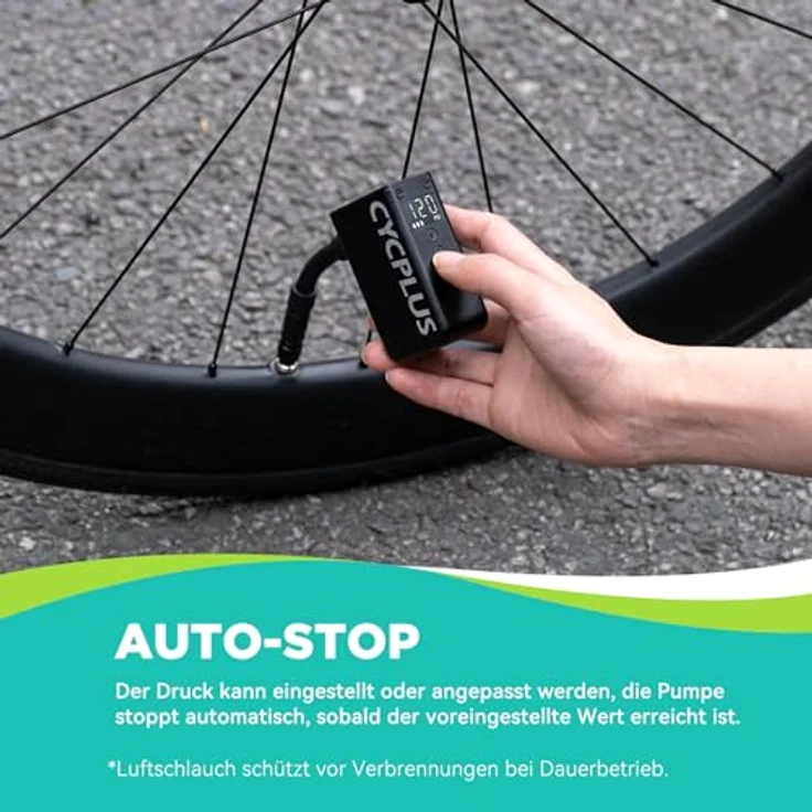 Cycplus AS2 PRO Mini Electric Pump, kompakte elektrische Fahrradpumpe mit 120 PSI, USB-C Schnellladung, für Presta und Schrader Ventile – Bild 5