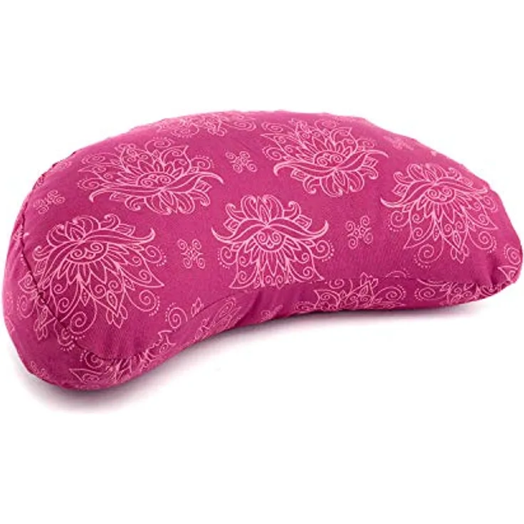 Bodhi | Yogi MOND Meditationskissen Lotus | Maharaja Collection | Yoga & Meditation | Yogakissen gemustertes Halbmond-Kissen mit Buchweizen-Füllung und abnehmbarem Bezug aus Baumwolle, Berry