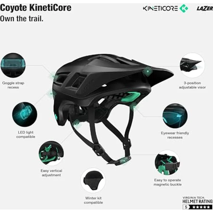 Lazer Coyote KinetiCore, MTB-Helm mit optimaler Belüftung und Komfort, Matte Fern – Bild 3