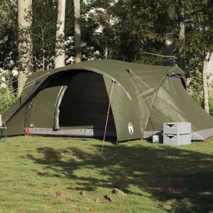 vidaXL Kuppelzelt, 6-Personen, wasserdicht, olivgrün, 9,8 kg, inkl. E-Anschluss und abnehmbarem Überzelt – Bild 2