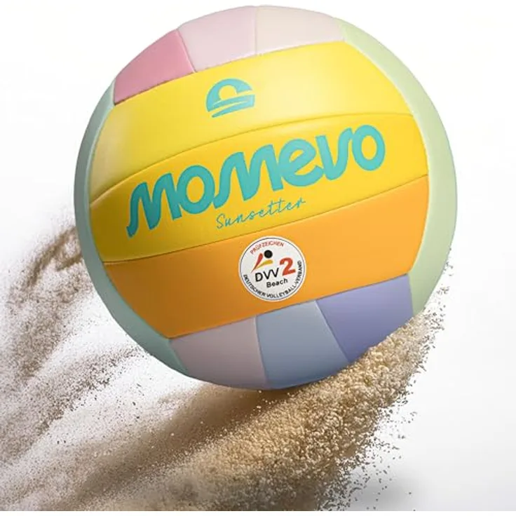 MOMEVO Beachvolleyball Sunsetter, DVV2-zertifiziert, offizielle Größe und Gewicht, ideal für Turnierspieler