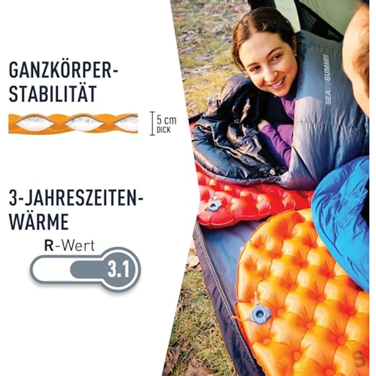 Sea to Summit Ultralight Insulated Air Isomatte Large - Thermolite Ultraleichte Schlafmatte - 2,5 Jahreszeiten - Orange - 595g – Bild 3