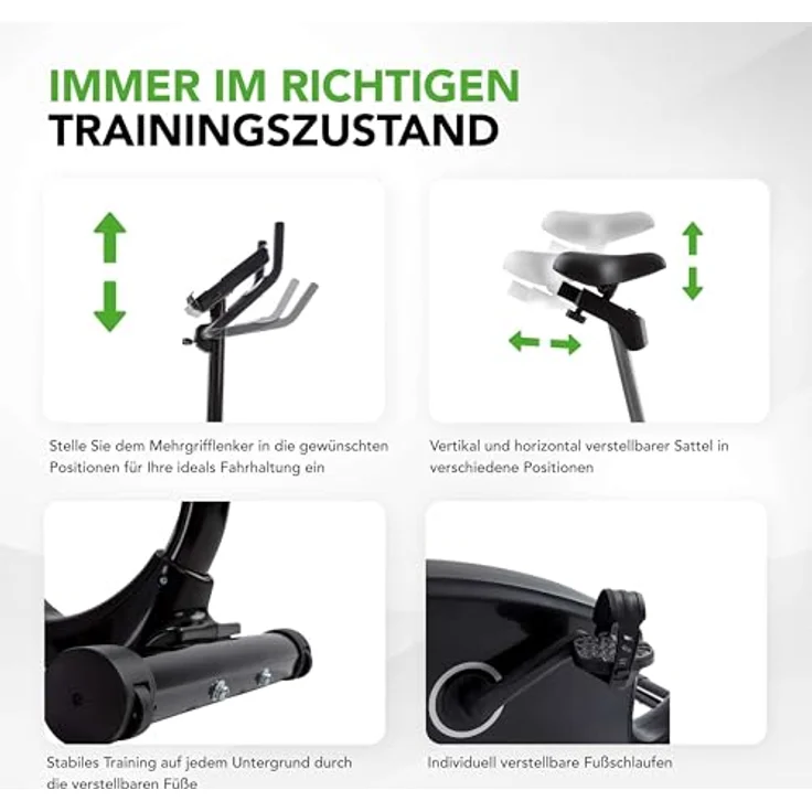 Tunturi Ergometer FitCycle 40i - Heimtrainer Fahrrad - Fitnessfahrrad für Zuhause - Bluetooth - 16 Widerstandsstufen - 23 Programme - Herzfrequenz-Sensoren – Bild 4