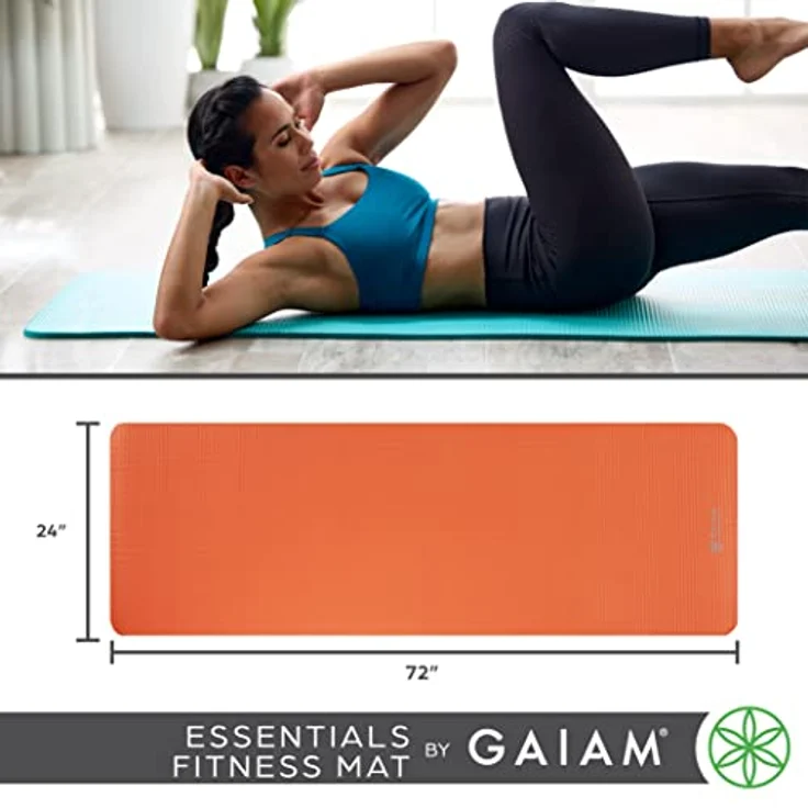 Gaiam Essentials Fitness Mat, Yogamatte, 10 mm Dicke, schwarz, 183 cm x 61 cm, strapazierfähig – Bild 6