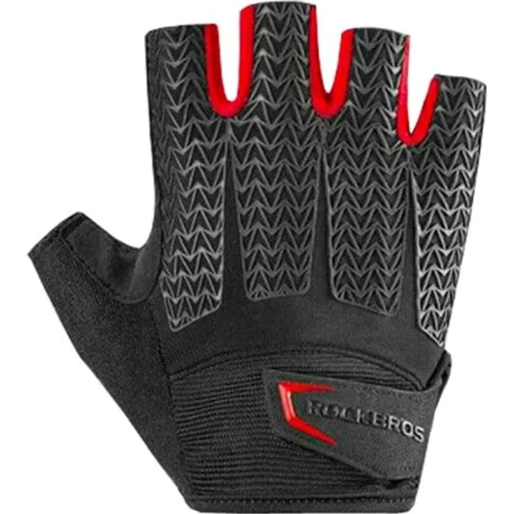 Rockbros S169BR S Fahrrad Handschuhe mit Gel-Einsätzen, schwarz und rot, hoher Komfort und verbesserte Griffigkeit