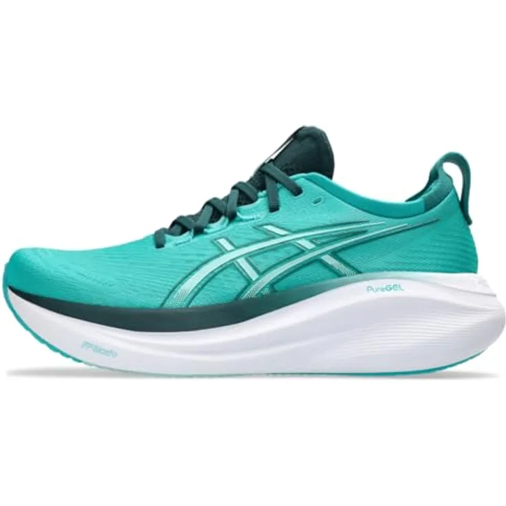 ASICS Performance Gel-Nimbus 27, Herren Laufschuhe mit FlyteFoam-Technologie und Gel-Dämpfung, Grün