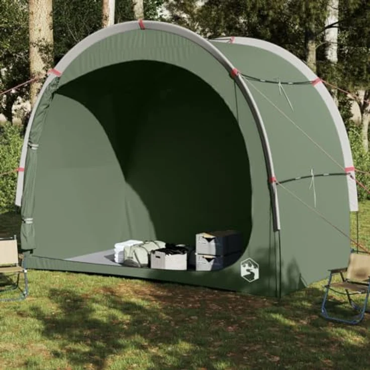 vidaXL Beistellzelt, Lagerzelt mit Stauraum, Umkleidezelt Wasserdicht Tragbar, Campingzelt Aufbewahrungszelt Zelt, Grün 185T Polyester – Bild 5
