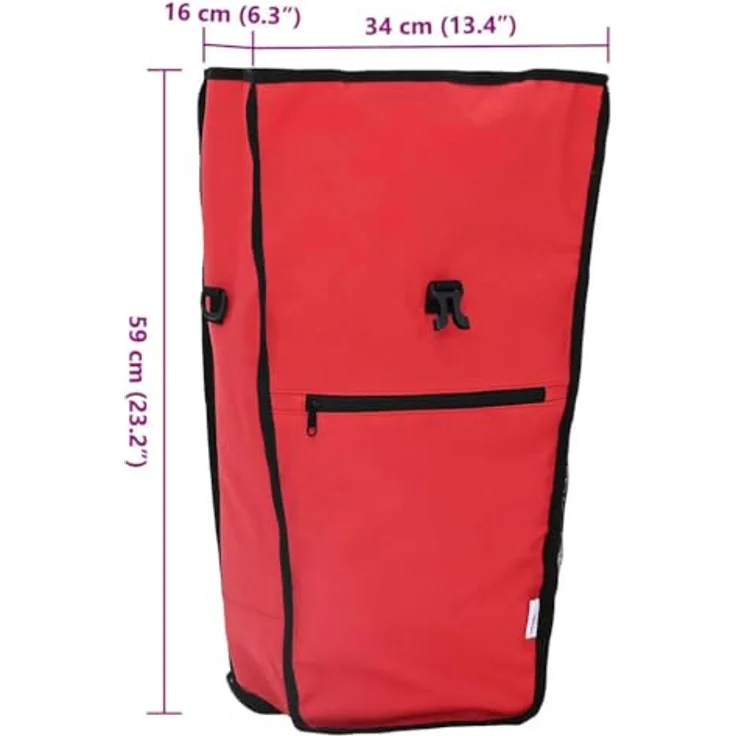 vidaXL Fahrradtasche Rot, 34 x 16 x 59 cm aus robustem Polyester, wasserabweisend und leicht montierbar – Bild 3