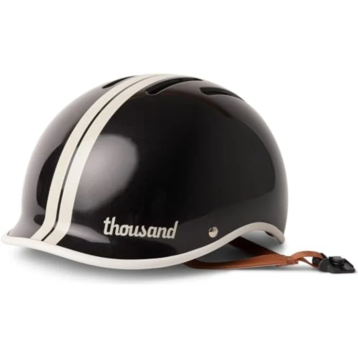 Thousand Heritage 2.0, Velohelm (59 cm) mit aktiver Belüftung, Magnetlicht-Option und veganen Lederriemen – Bild 1