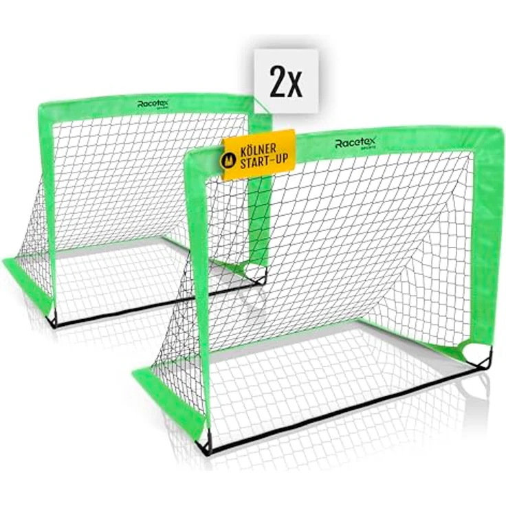 Racetex 2er Fußballtor Kinder Set, verstärkte Glasfaserstangen, transportable Tragetasche, inklusive Erdanker – Bild 1