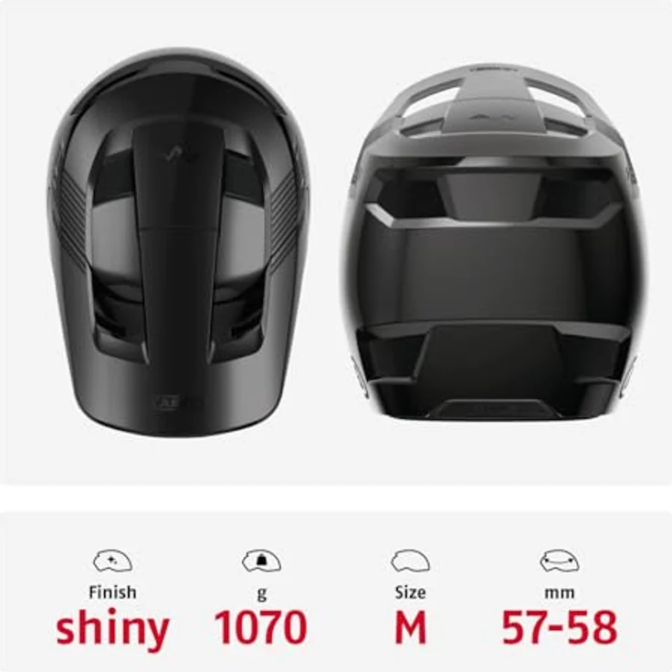 ABUS Downhill Helm HiDrop – Fullface Helm mit ABS-Außenschale für MTB, Schwarz, Größe M (57-58 cm) – Bild 3