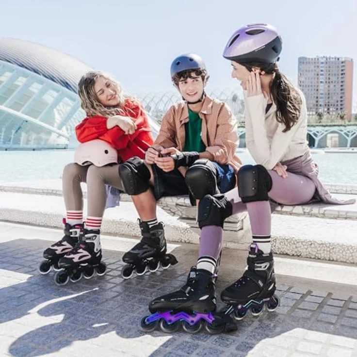 Movino Cruzer Two, Verstellbare Fitness Inline-Skates für Damen mit 4-stufiger Größenverstellung, Neochrome Aluminium-Schiene und 80-mm-Rollen – Bild 8