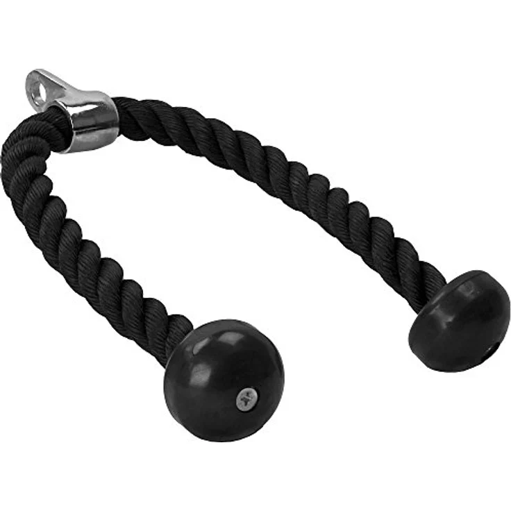 GORILLA SPORTS® Trizepsseil - 68cm / 85cm / 100cm, mit Drehgelenk, bis 150 kg Belastbar, Schwarz - Trizeps Seil, Kabelzuggriff, Tau Nylon, Kabelzug, Seilzug, Pull Down, Bizeps Seil, Kraftstation – Bild 2