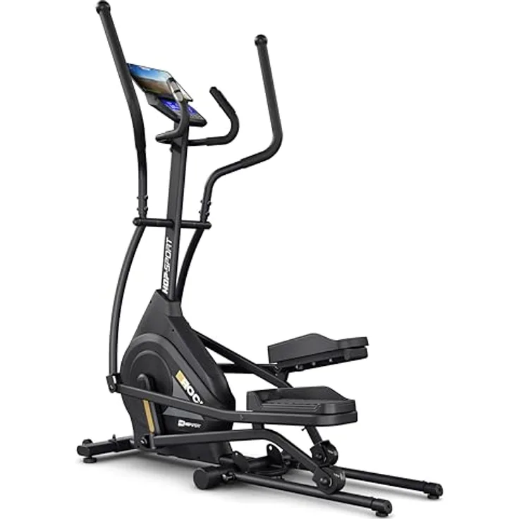 HS HOP-SPORT Crosstrainer HS-140CF Rock - Klappbarer Ellipsentrainer mit 32 Widerstandsstufen & Pulssensoren, App kompatibel, bis 120kg belastbar, in elegantem Design
