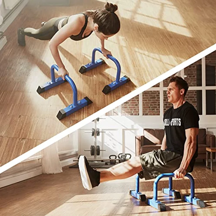 GORILLA SPORTS® Fitness Parallettes - Low, 2er Set, 46 x 39 x 30cm, bis 200kg, rutschfest, Stahl - Mini Barren, Dip Barren, Dip Station, Handstand, Push Up Bars, Liegestützgriffe, Calisthenics – Bild 3