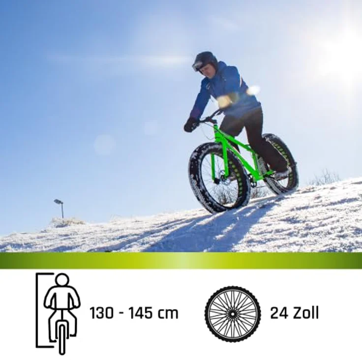 Galano Fatman 4.0, 24 Zoll Fatbike für Jugendliche mit 7 Gängen, schwarz/neongrün – Bild 3
