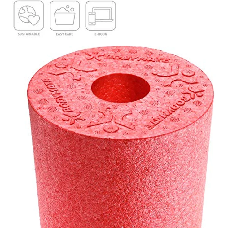 BODYMATE Faszienrolle Standard Mittel-Hart, Massagegerät für die gesamte Körperregion, Pepper-Red 30x15cm mit Gratis E-Book – Bild 2