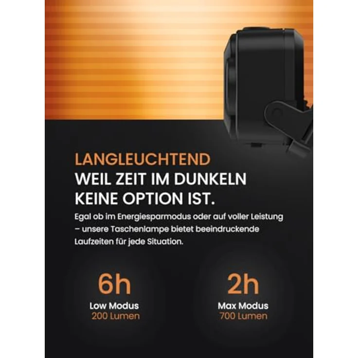 Duracell LED Stirnlampe DH700R Core, 700 Lumen, Digital-Fokus, bis 60 m Leuchtweite, Rotlichtfunktion, USB-C wiederaufladbar, IP54 spritzwassergeschützt – Bild 4