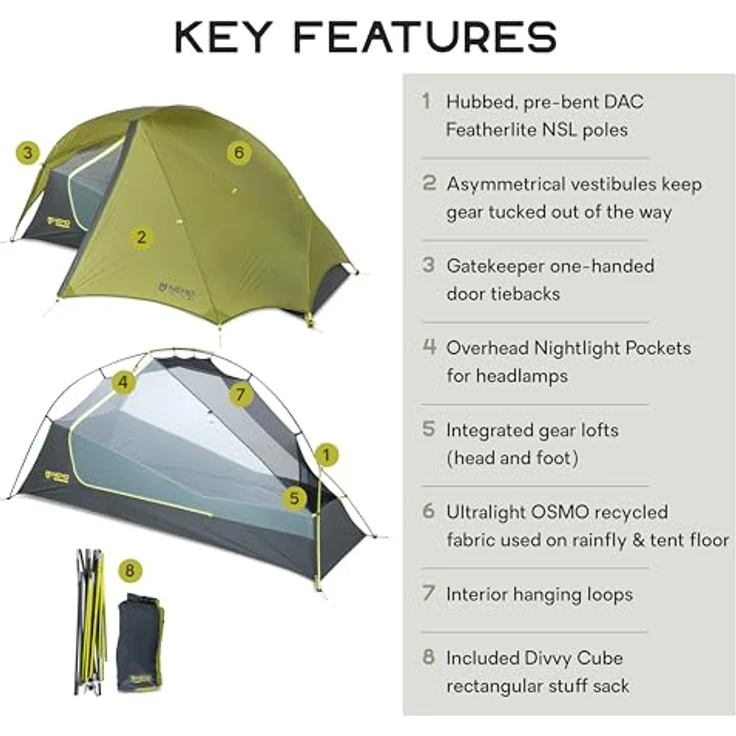 Nemo Equipment Dragonfly Osmo 1P Zelt, nachhaltiges OSMO Poly-Nylon-Ripstop-Gewebe, Birch Bud-Goodnight Gray – Bild 2