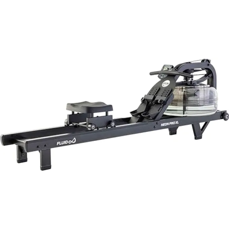 Fluid Rower Rudergerät Neon Pro XL, Rudergerät mit Twin-Tank-Technologie und Stahlrahmen, schwarz