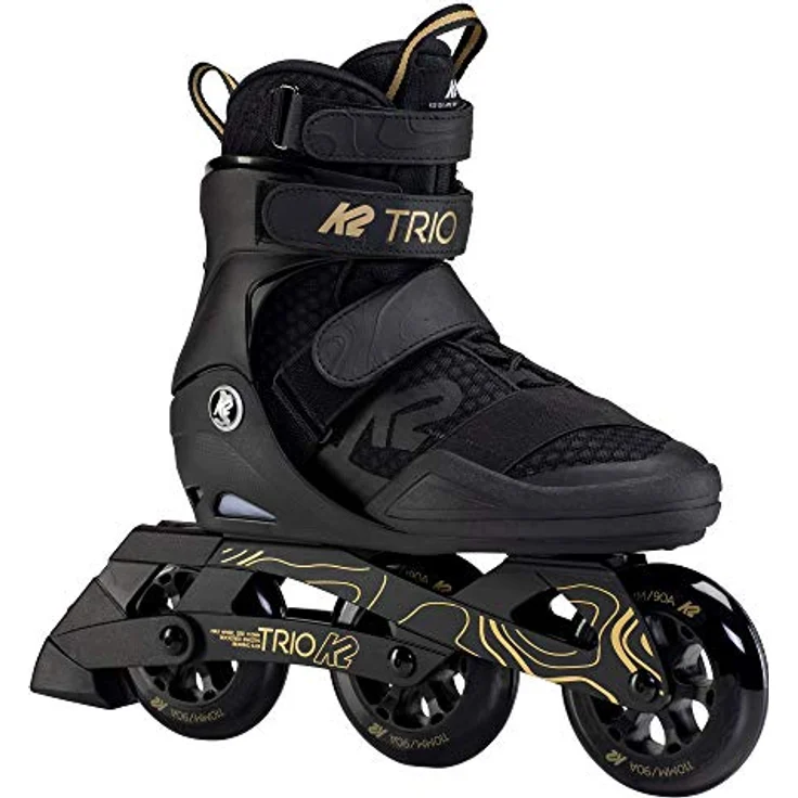 K2 Skates TRIO 110 Inline Skates Unisex, schwarz-gold, Größe EU: 44, mit Stability Plus Cuff und 110 mm Rollen für optimale Geschwindigkeit und Komfort – Bild 1