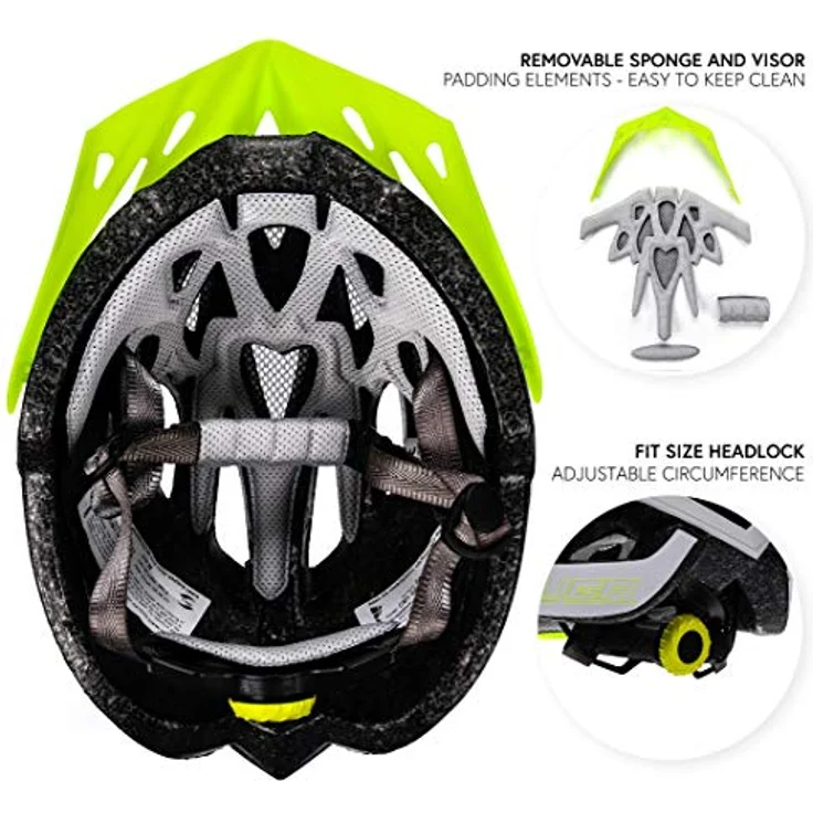 meteor GRUVER MTB Fahrradhelm, für Herren, Damen und Kinder, Größe M (55-58 cm), weiß/grün – Bild 3
