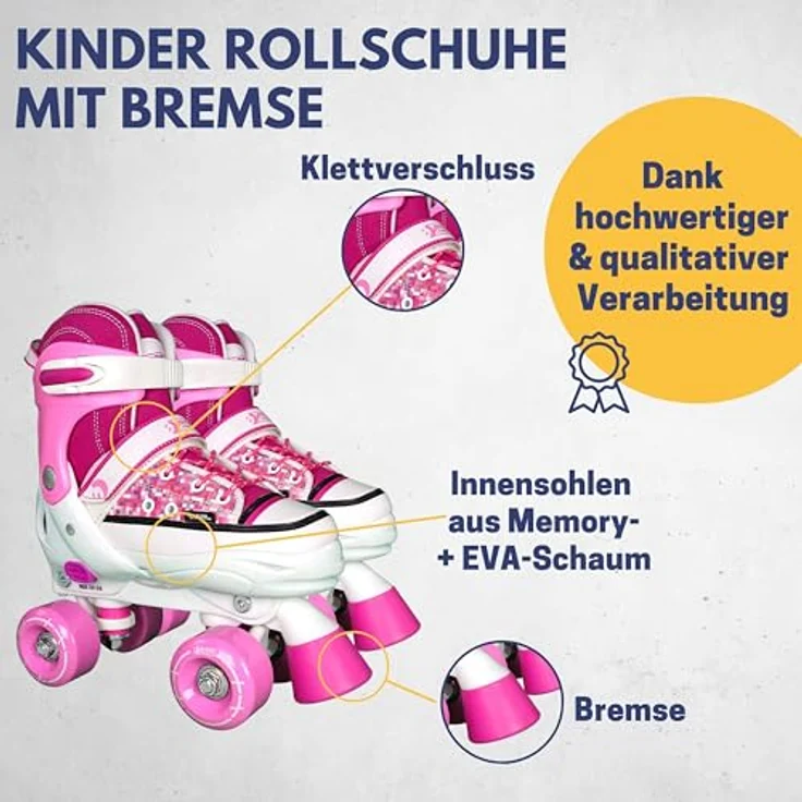 Best Sporting Rollschuhe, Größe verstellbar, ABEC 7 Carbon, pink-weiß pink/weiß, 32 - 35 – Bild 3