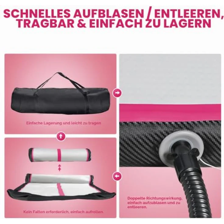 FBSPORT Airtrack Matte 6M, 20cm hohe aufblasbare Gymnastikmatte mit Luftpumpe und Tragetasche für Zuhause und Outdoor, geeignet für Tumbling und Yoga – Bild 5