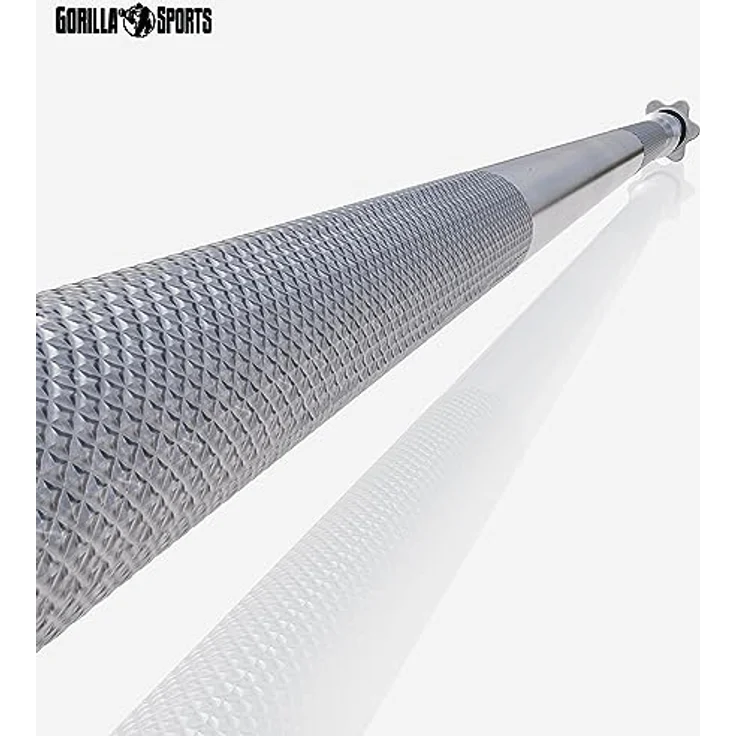 GORILLA SPORTS® Langhantelstange - Ø 30 mm, 150 cm / 180 cm / 200 cm lange, mit 2 Sternverschlüssen, bis 200kg Belastbar, aus Chrom - Langhantel, Hantelstange, Hantel, Langhantel-Stange – Bild 5
