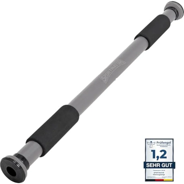 SPORTINATOR® Klimmzugstange zum Einspannen im Türrahmen, kompakt, sicher & schnell ohne Bohren, belastbar bis 150 kg (grau) – Bild 1