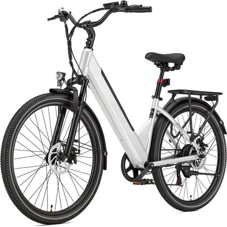 PiXELPiLOT 26 Zoll E-Bike, 250W Heckmotor, 36V 14,5Ah Akku, Shimano 7-Gang, Reichweite bis 75 km, Scheibenbremsen, Federung
