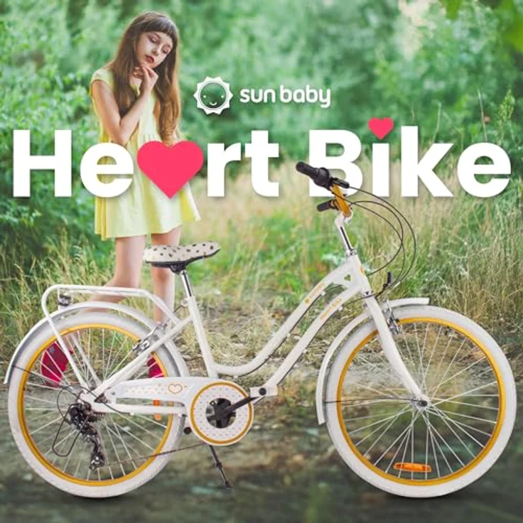 Sun Baby Heart Bike 24 Zoll Mädchenfahrrad mit 7-Gang Schaltung, Weiß-Gold – Bild 6