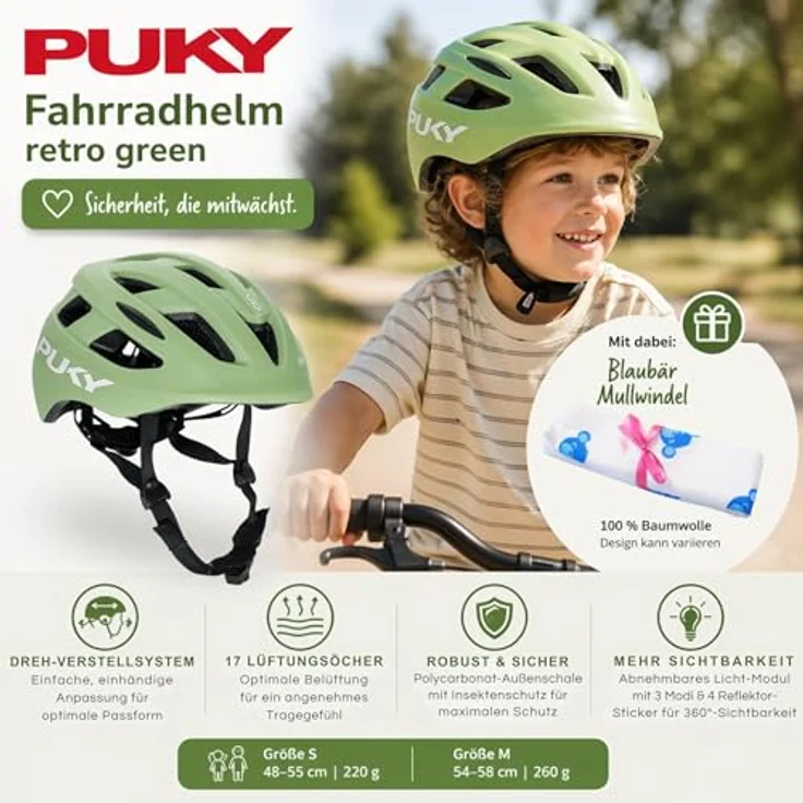 Kinderhaus Blaubär PUKY Fahrradhelm retro green, Größe M, für Kinder ab Geburt – Bild 4