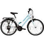 Rezzak 26 Zoll Fahrrad Damen Citybike 21 Gang Drehschaltung RH ca 47cm Weiss Türkis