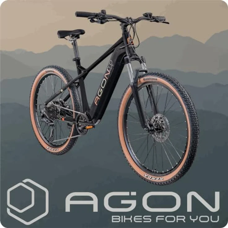 Agon Alpha E Bike Mountainbike 27,5 Zoll, 540 Wh Akku, 10 Gang Shimano Deore, schwarz/beige – Bild 9
