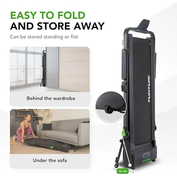 Tunturi Cardio Fit T10, Laufband bis 100 kg, 7 Programme, klappbar, 1 bis 12 km/h, inklusive Fernbedienung, kompakt – Bild 5