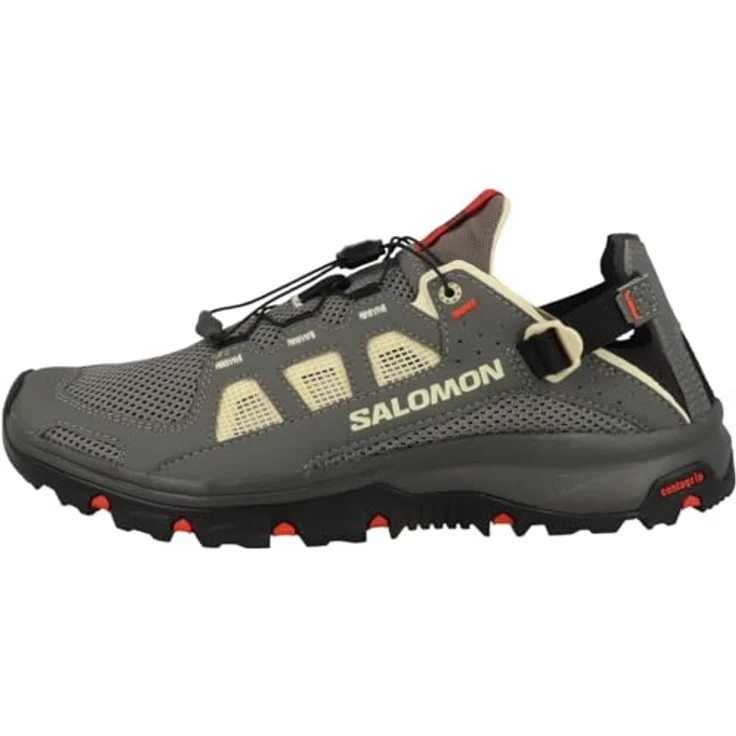 Salomon Techamphibian 5, Herren Wanderschuhe mit atmungsaktivem Mesh, Quicklace-Schnürsystem, Grau, Größe 46 – Bild 1