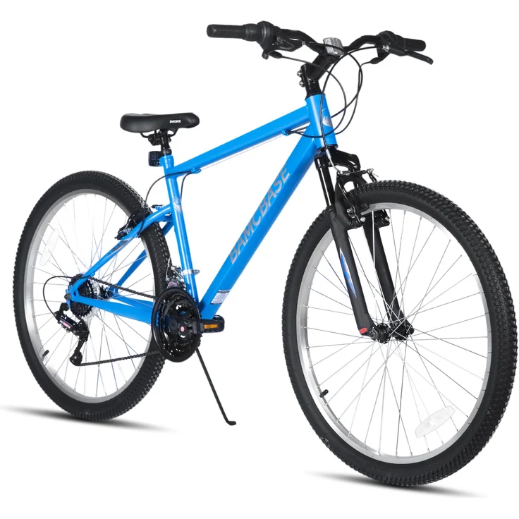 HILAND Mountainbike 26 Zoll, Herren Fahrräder mit 18-Gang-Schaltung, Doppel-V-Bremsen, stoßdämpfender Federgabel, Blau