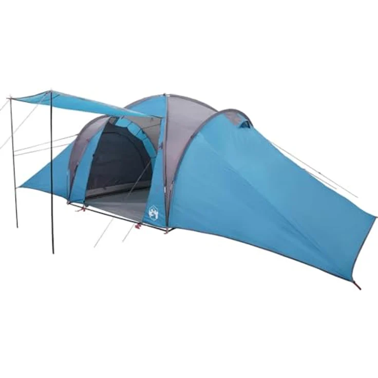 vidaXL Kuppelzelt, 6-Personen Familienzelt, wasserdicht, blau, mit E-Anschluss und Tragetasche, 13,9 kg – Bild 1