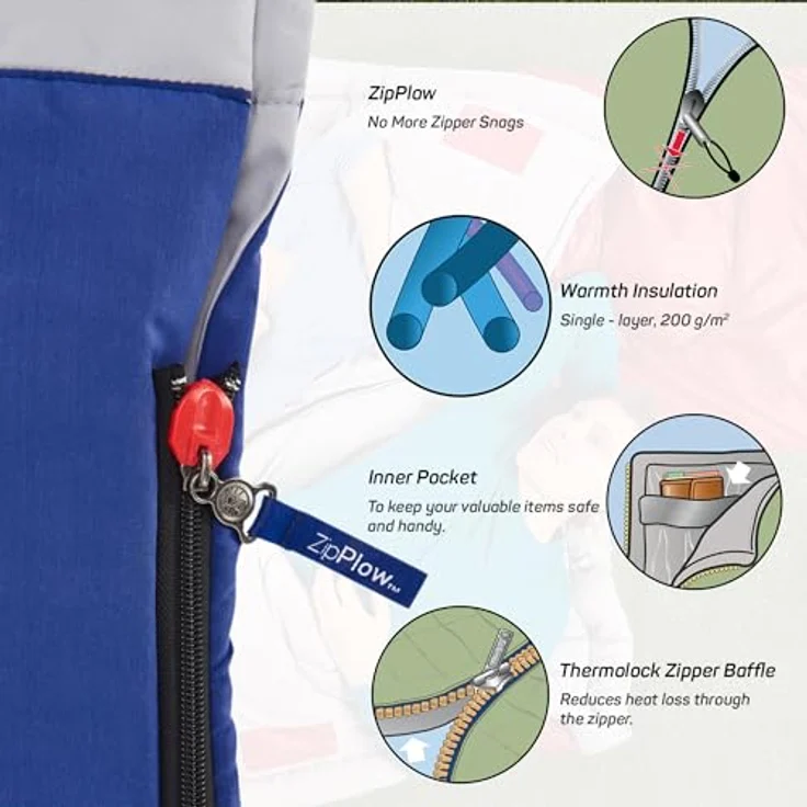 Coleman Lotus L Schlafsack, Deken Schlafsack für 1 Person, Blau – Bild 4