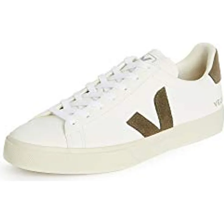 Veja Campo Herren Schnürung, Chromefree Leder Turnschuhe aus glattem Rindsleder, Weiß – UK 10 / EU 44 / US 11
