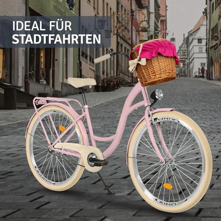 Milordbikes City-Fahrrad, Pink und Creme, 46 cm, Metallrahmen, leichtlaufende 700C Reifen, Freizeit- und Sportbike – Bild 6
