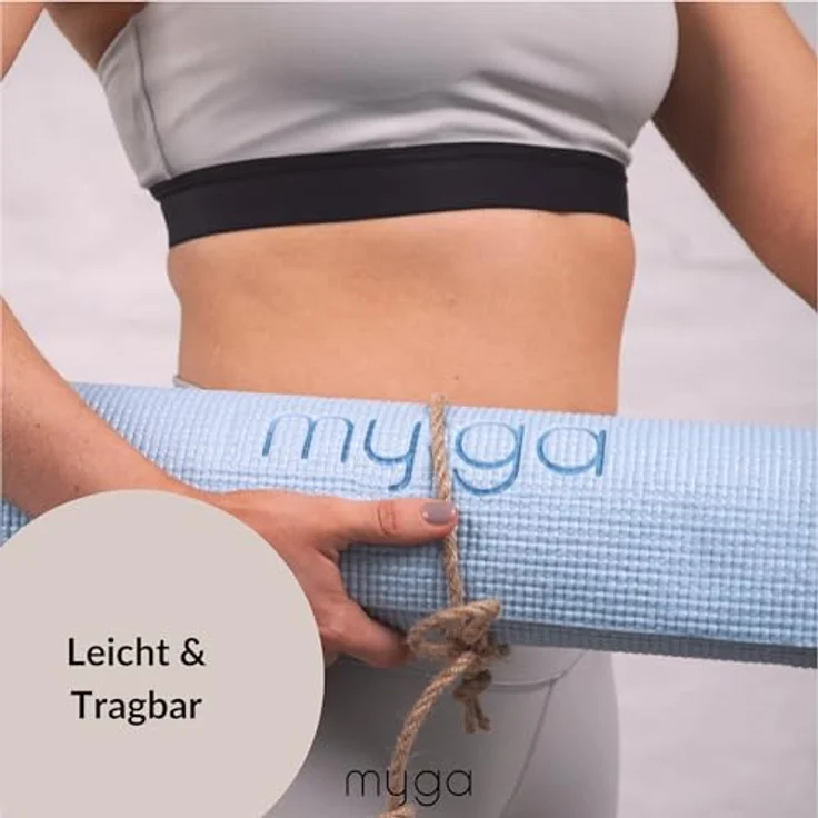 Myga Einsteiger-Yogamatte, rutschfest & leicht zu tragen, 4 mm Dicke, ideal für Yoga, Pilates & Meditation, 173 cm x 61 cm, himmelblau – Bild 5