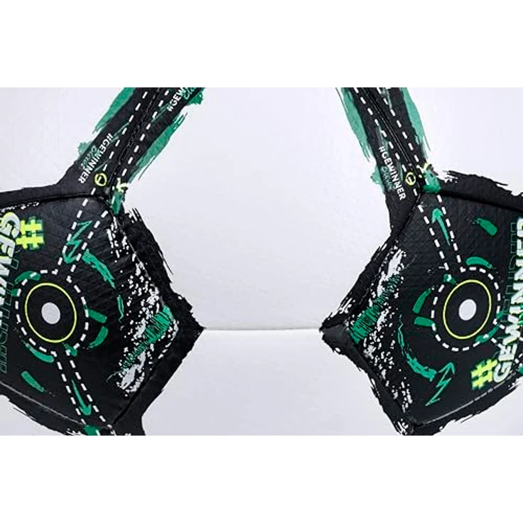 Derbystar DFB-Pokal Fußball Player Special, Größe 5 mit PU-Diamantstruktur, unaufgeblasen in Schwarz-Weiß mit grünen Akzenten, offizielles Lizenzprodukt – Bild 3