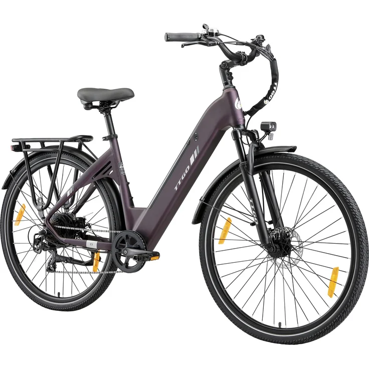VANKEL E-Bike Cityrad E3-SE, 36V 18AH Pedelec mit 120 km Reichweite, 7-Gang Shimano Kettenschaltung, Heckmotor, 648 Wh Batterie, Aluminiumrahmen, komfortable Dämpfung